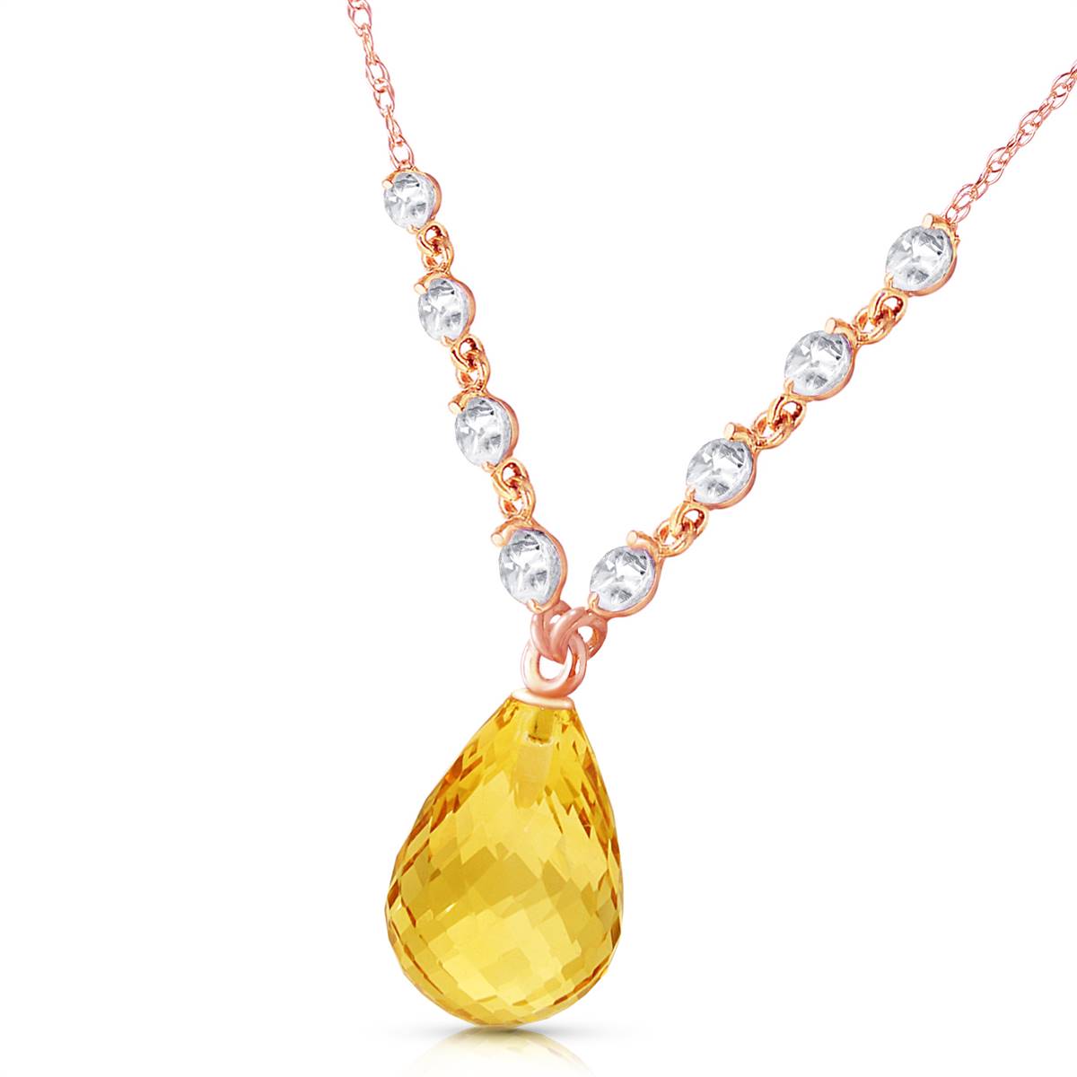 11.3 Carat 14K Solid Rose Gold Dispense Confidence Citrine Diamond Necklace