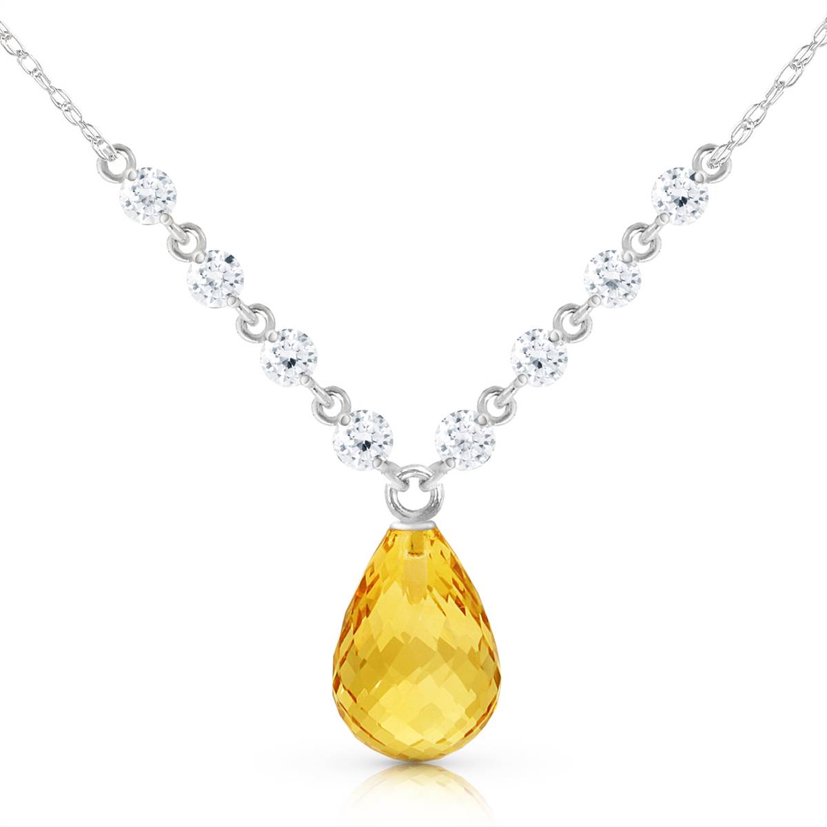 11.3 Carat 14K Solid White Gold Dispense Confidence Citrine Diamond Necklace