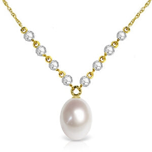 4.8 Carat 14K Solid Yellow Gold Matrimony Pearl Diamond Necklace