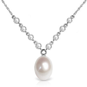 4.8 Carat 14K Solid White Gold White Chocolate Pearl Diamond Necklace