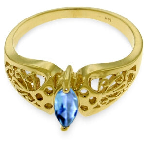 0.2 Carat 14K Solid Yellow Gold Lily Blue Topaz Ring