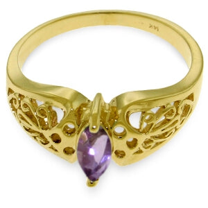 0.2 Carat 14K Solid Yellow Gold Filigree Ring Natural Amethyst