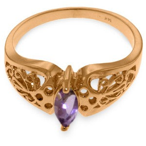 0.2 Carat 14K Solid Rose Gold Filigree Ring Natural Amethyst