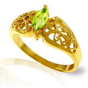 0.2 Carat 14K Solid Yellow Gold Lily Peridot Ring