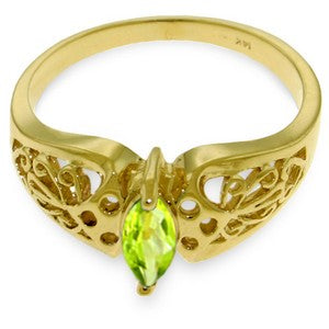 0.2 Carat 14K Solid Yellow Gold Lily Peridot Ring