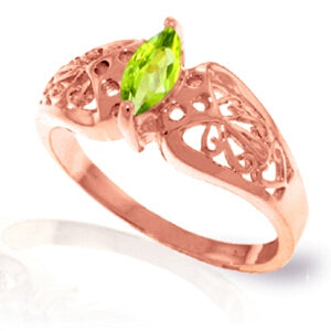 0.2 Carat 14K Solid Rose Gold Filigree Ring Natural Peridot