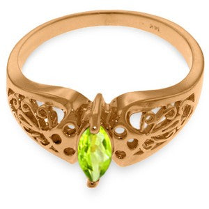 0.2 Carat 14K Solid Rose Gold Filigree Ring Natural Peridot