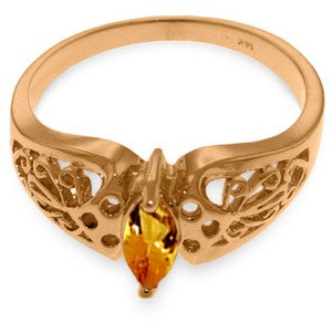 0.2 Carat 14K Solid Rose Gold Filigree Ring Natural Citrine