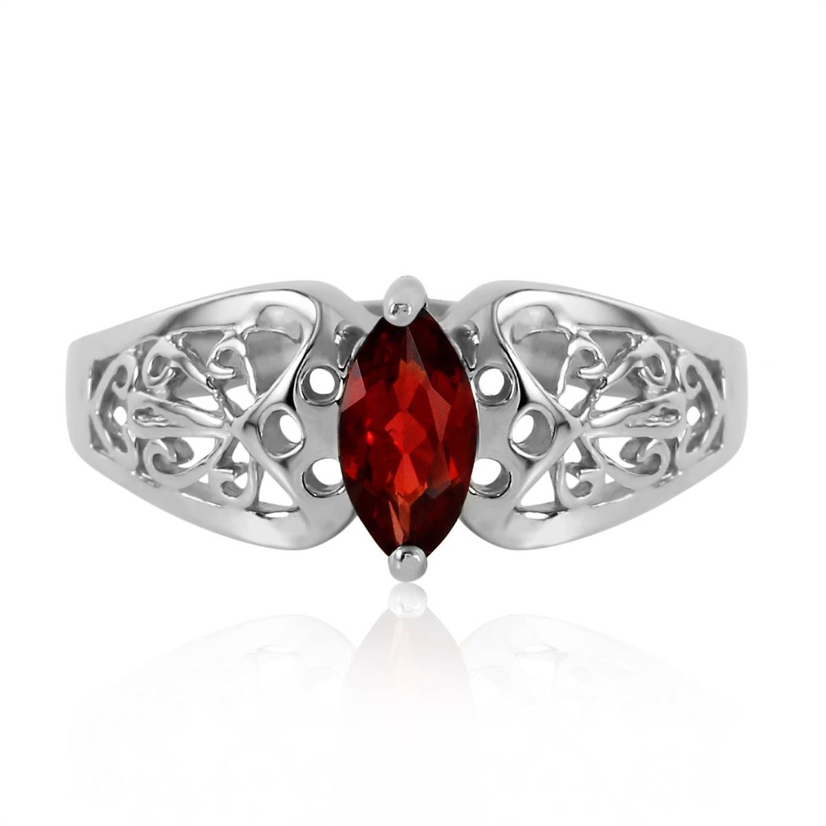 0.2 Carat 14K Solid White Gold Escape Your Fate Garnet Ring