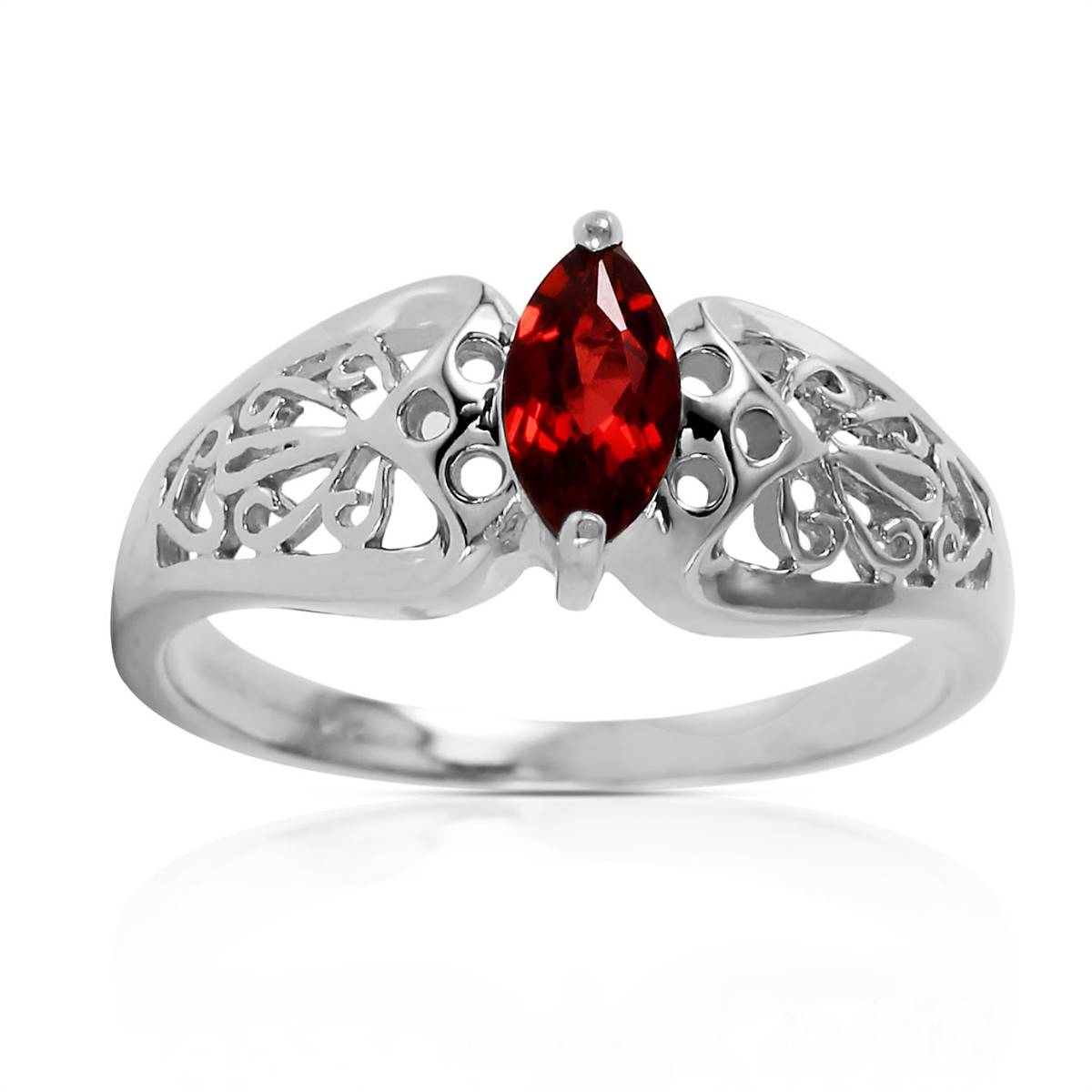 0.2 Carat 14K Solid White Gold Escape Your Fate Garnet Ring