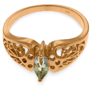 0.2 Carat 14K Solid Rose Gold Filigree Ring Green Amethyst