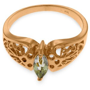 0.2 Carat 14K Solid Rose Gold Filigree Ring Green Amethyst