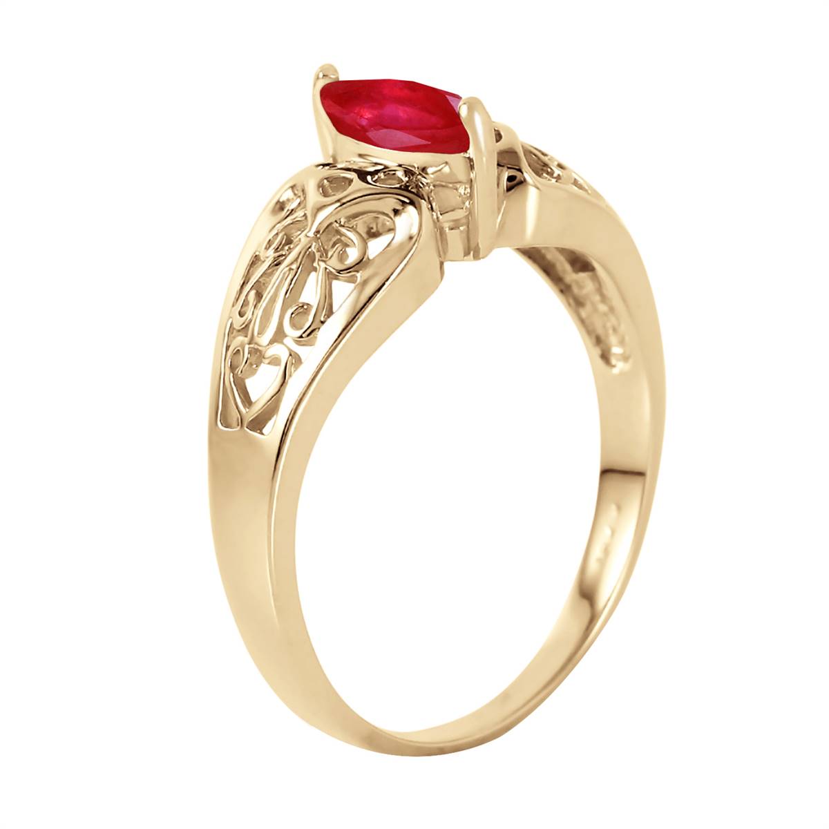 0.2 Carat 14K Solid Yellow Gold Lily Ruby Ring