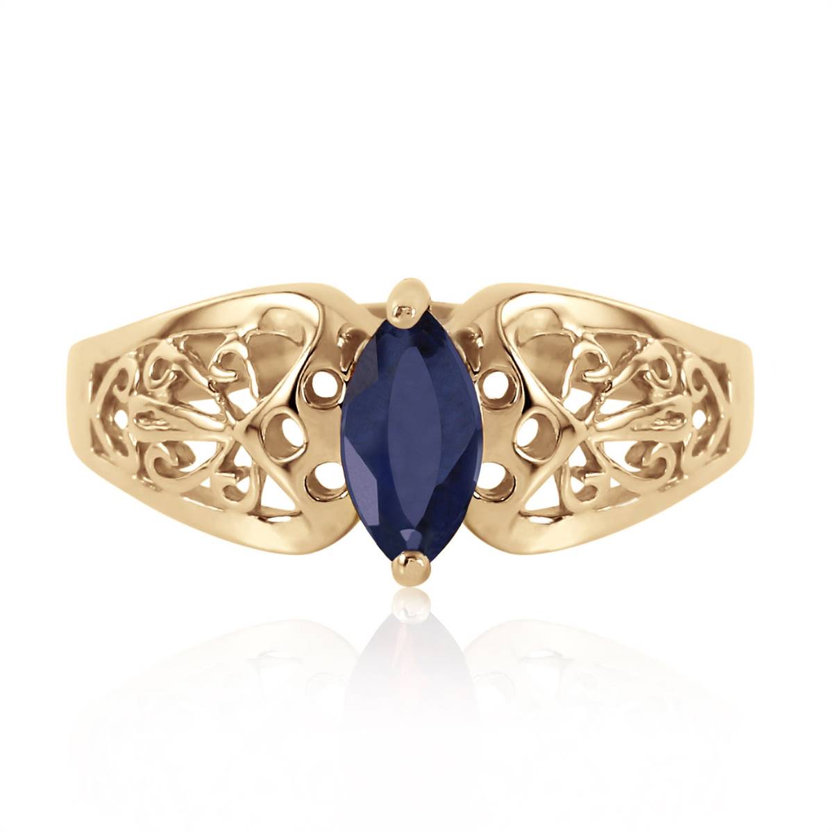 0.2 Carat 14K Solid Yellow Gold Lily Sapphire Ring