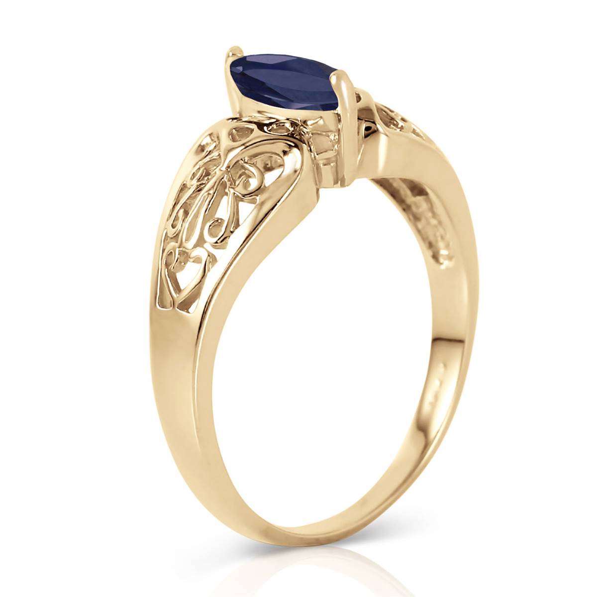 0.2 Carat 14K Solid Yellow Gold Lily Sapphire Ring