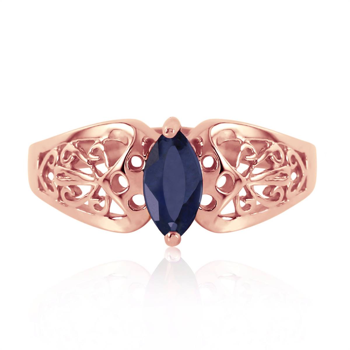 0.2 Carat 14K Solid Rose Gold Filigree Ring Natural Sapphire