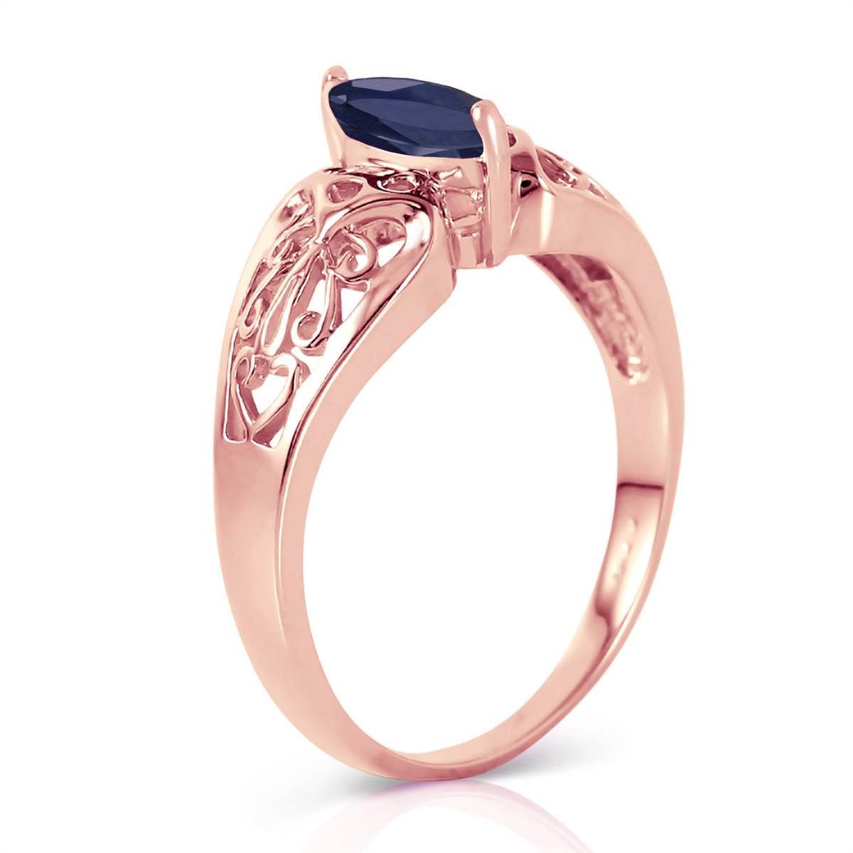 0.2 Carat 14K Solid Rose Gold Filigree Ring Natural Sapphire