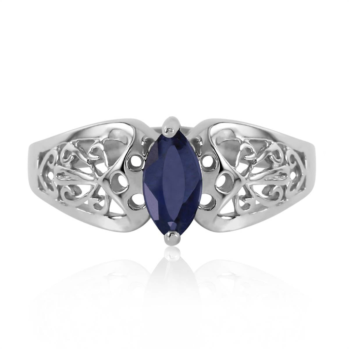 0.2 Carat 14K Solid White Gold Intensely Exact Sapphire Ring