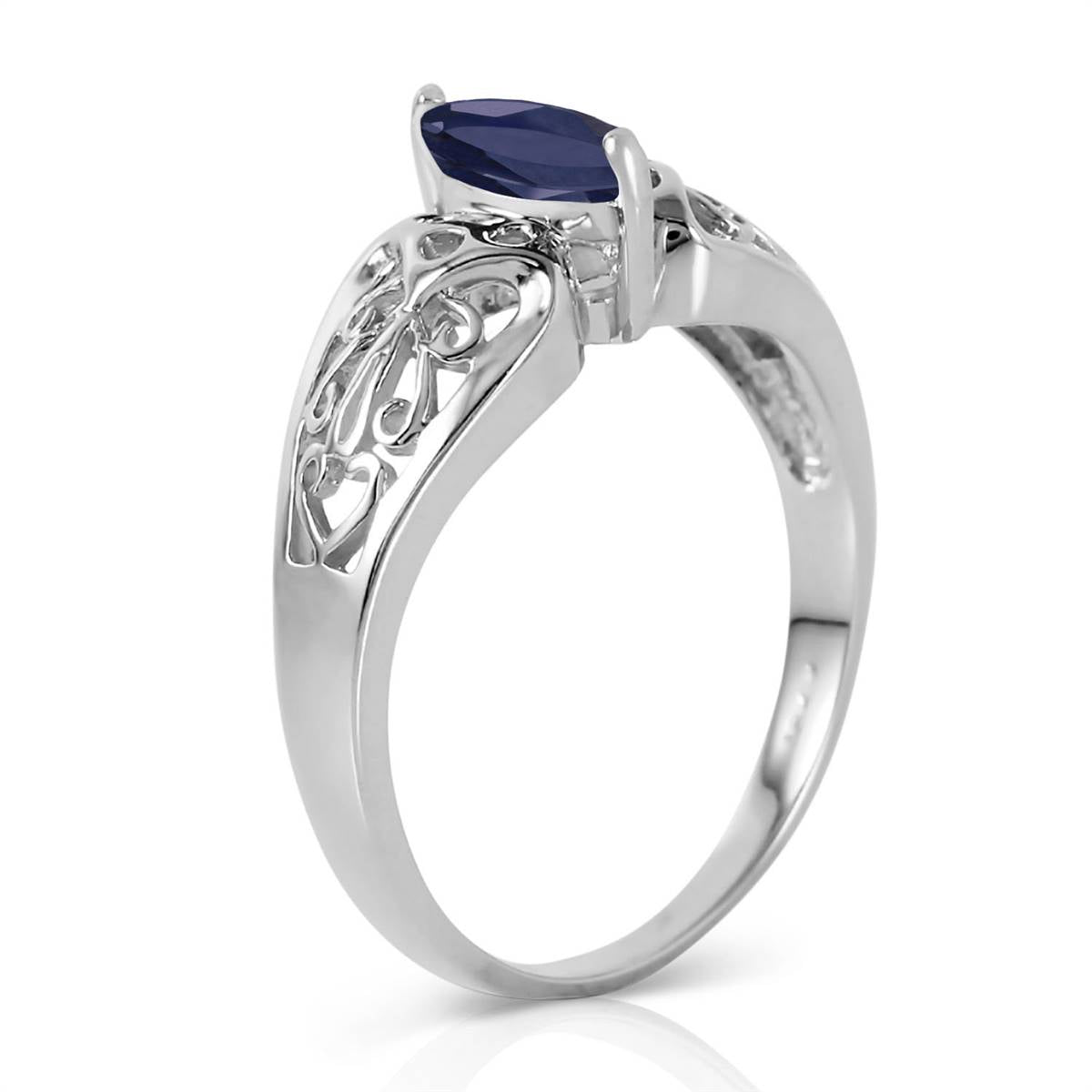 0.2 Carat 14K Solid White Gold Intensely Exact Sapphire Ring