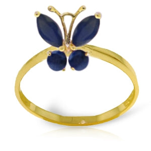 0.6 Carat 14K Solid Yellow Gold Butterfly Ring Natural Sapphire