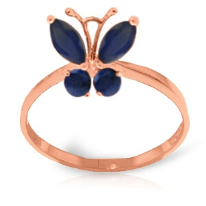 0.6 Carat 14K Solid Rose Gold Butterfly Ring Natural Sapphire