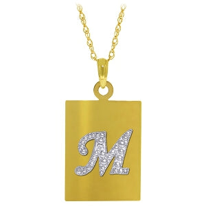 0.01 Carat 14K Solid Yellow Gold Initial Necklace Diamond