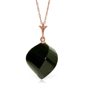 14K Solid Rose Gold Necklace With Twisted Briolette Black Spinel