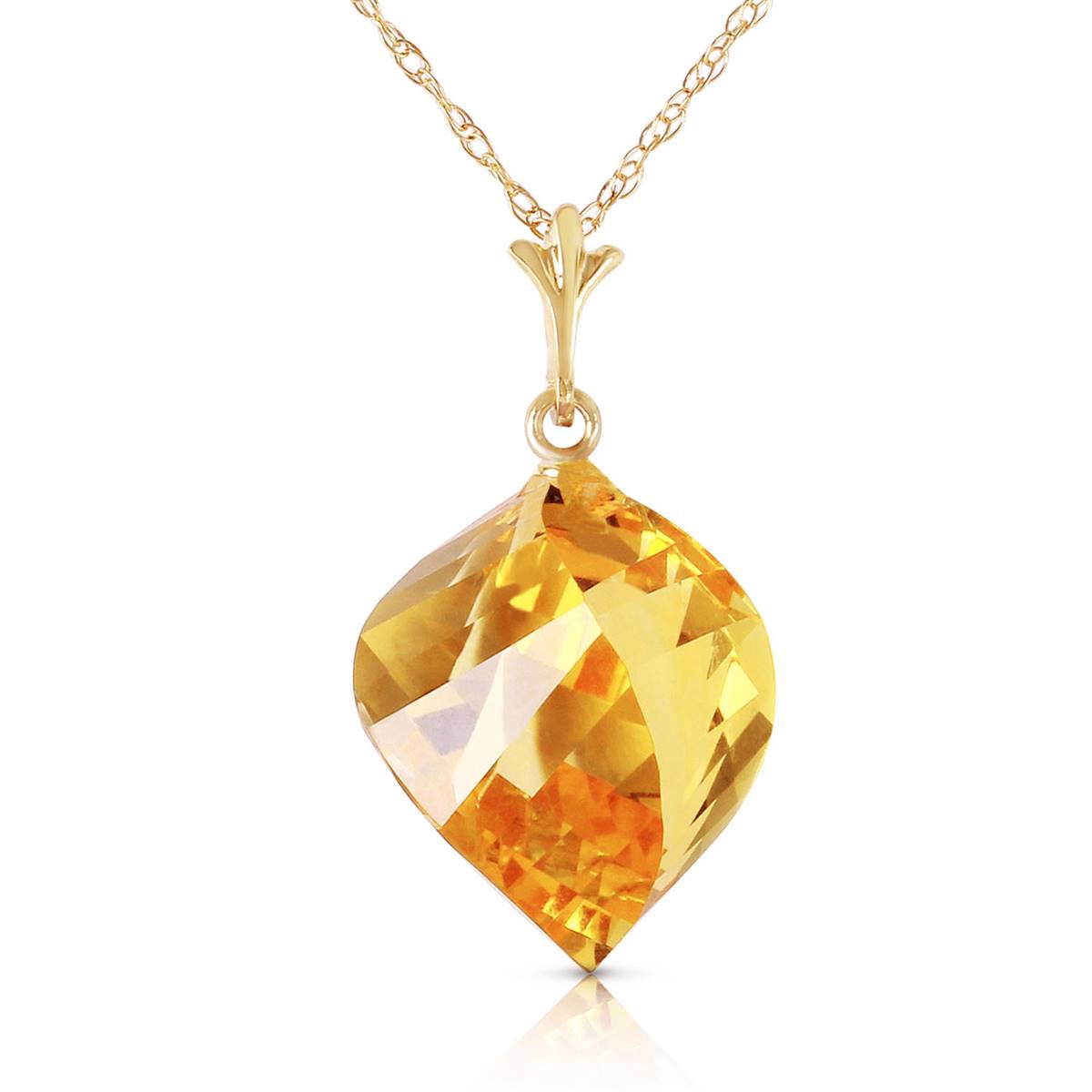 11.75 Carat 14K Solid Yellow Gold Necklace Twisted Briolette Citrine