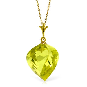 10.75 Carat 14K Solid Yellow Gold Necklace Twisted Briolette Lemon Quartz