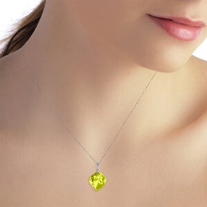 10.75 Carat 14K Solid White Gold Necklace Twisted Briolette Lemon Quartz