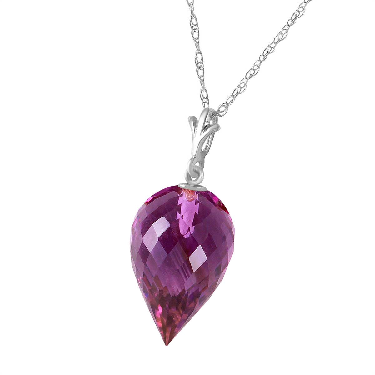 9.5 Carat 14K Solid White Gold Necklace Pointy Briolette Drop Amethyst