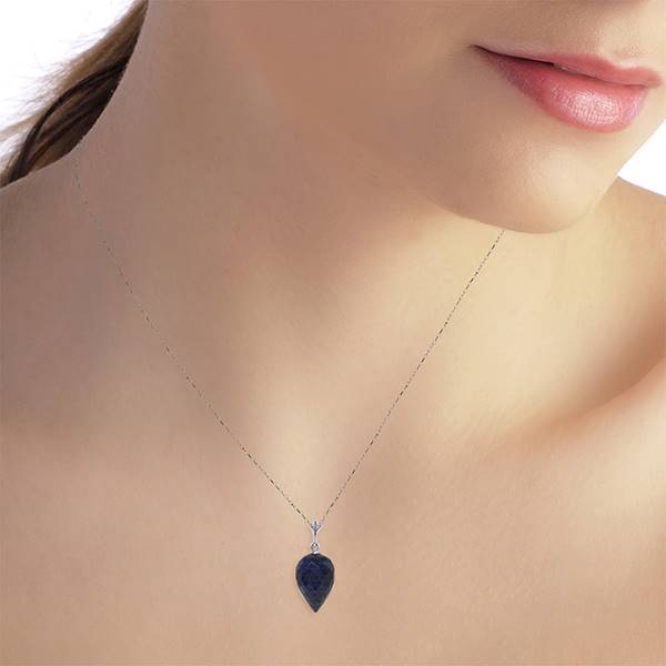 12.9 Carat 14K Solid White Gold Necklace Pointy Briolette Drop Sapphire