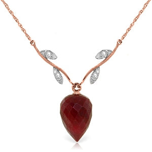 13.02 Carat 14K Solid Rose Gold Romance Ruby Diamond Necklace