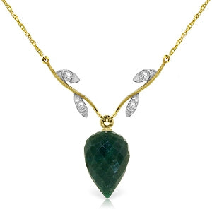 12.92 Carat 14K Solid Yellow Gold La Bella Vita Emerald Diamond Necklace