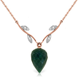 12.92 Carat 14K Solid Rose Gold Romance Emerald Diamond Necklace