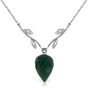 12.92 Carat 14K Solid White Gold Burden w/ drawn Emerald Diamond Necklace