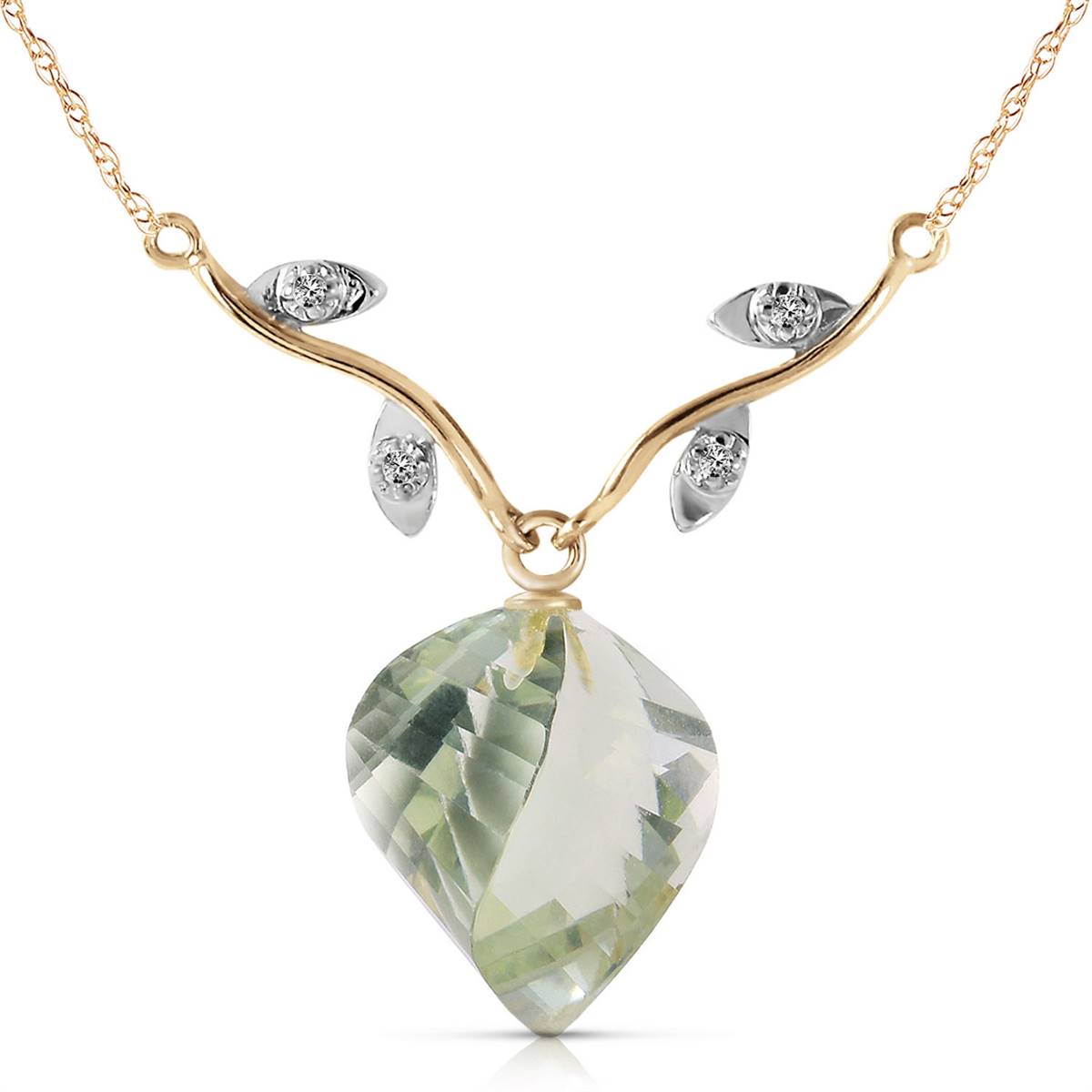 13.02 Carat 14K Solid Yellow Gold La Belle Vie Green Amethyst Necklace