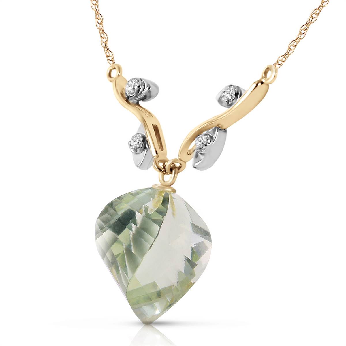 13.02 Carat 14K Solid Yellow Gold La Belle Vie Green Amethyst Necklace