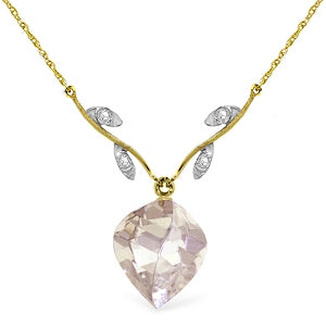 12.82 Carat 14K Solid Yellow Gold La Belle Vie Amethyst Diamond Necklace