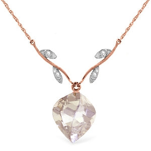 12.82 Carat 14K Solid Rose Gold Romance White Sapphire Diamond Necklace