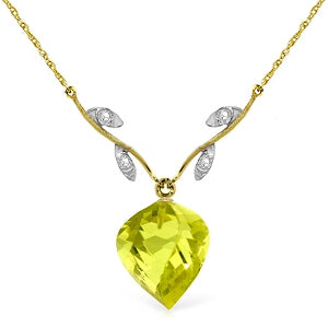 10.77 Carat 14K Solid Yellow Gold La Belle Vie Lemon Quartz Necklace