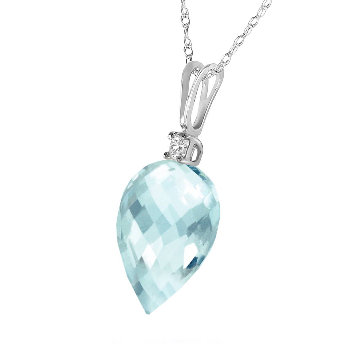 11.3 Carat 14K Solid White Gold Another Breath Blue Topaz Diamond Necklace