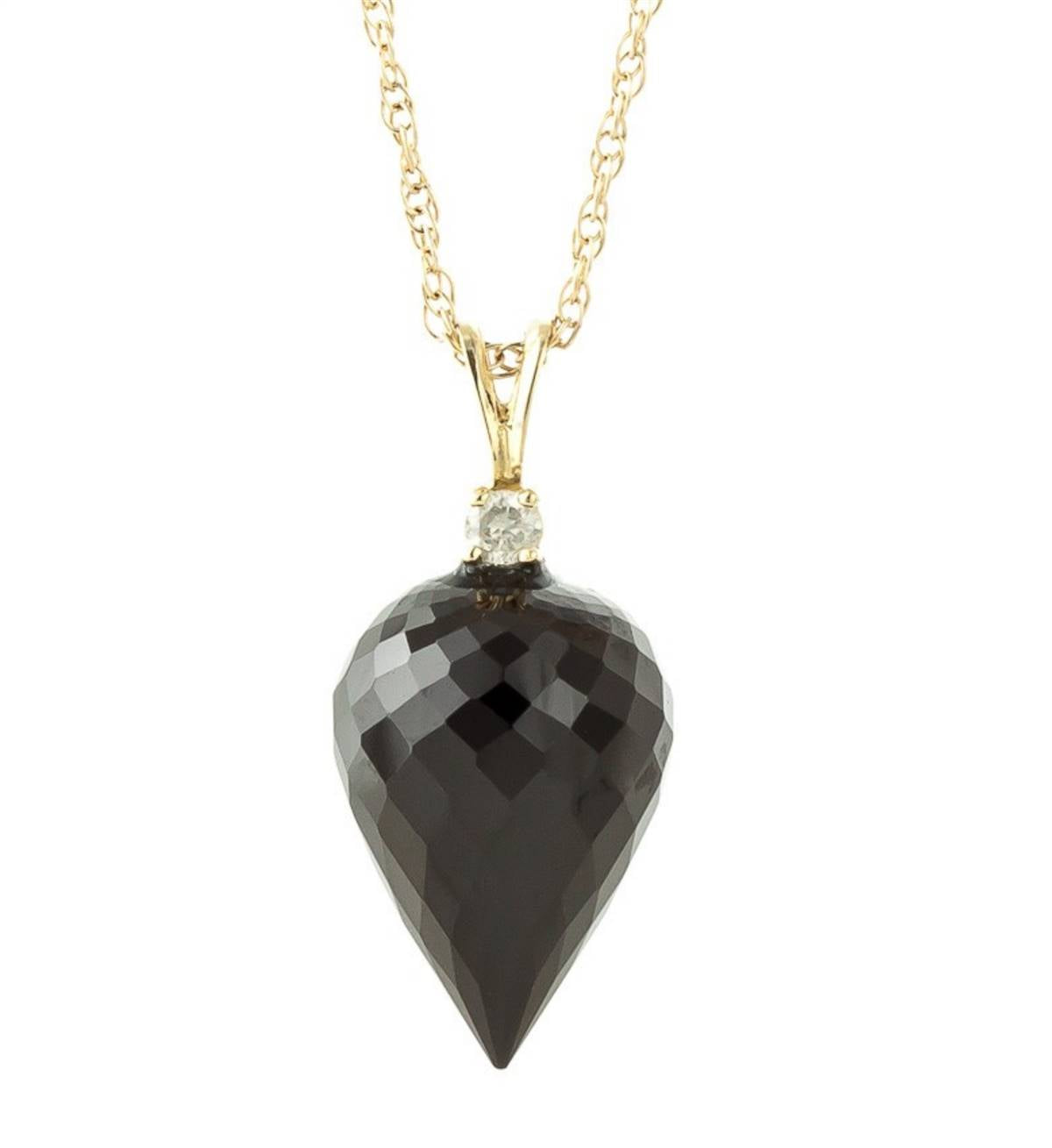 12.3 Carat 14K Solid Yellow Gold Bonheur Black Spinel Necklace