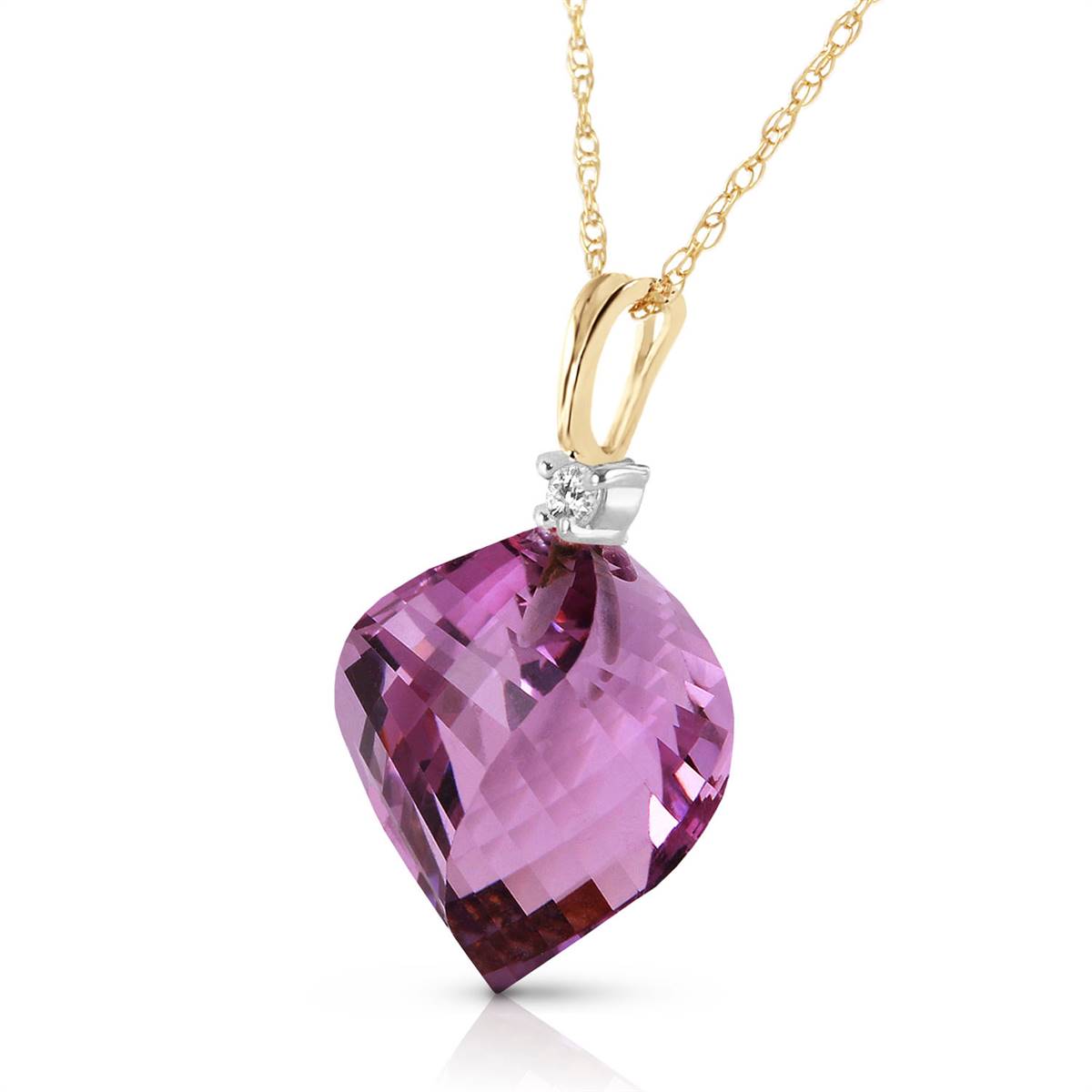 10.8 Carat 14K Solid Yellow Gold Suerte Amethyst Diamond Necklace