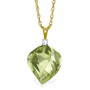 13.05 Carat 14K Solid Yellow Gold Intended For Pleasure Green Amethyst Necklace