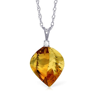 11.8 Carat 14K Solid White Gold As You Feel Citrine Diamond Necklace