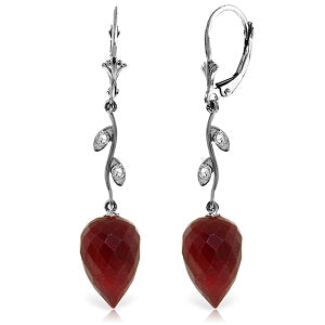 26.12 Carat 14K Solid White Gold Diamond Drop Ruby Earrings