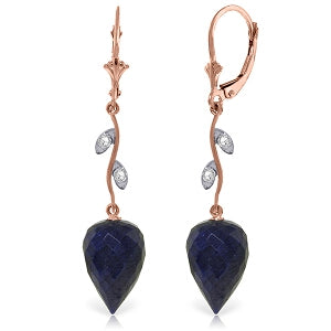 25.72 Carat 14K Solid Rose Gold Diamond Drop Sapphire Earrings