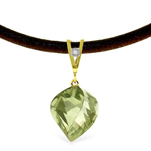 13.01 Carat 14K Solid Yellow Gold Savoire Vivre Green Amethyst Necklace