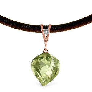 13.01 Carat 14K Solid Rose Gold Savoire Vivre Green Amethyst Necklace